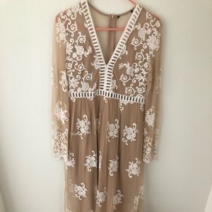 Maternity floral embroidered maxi dress